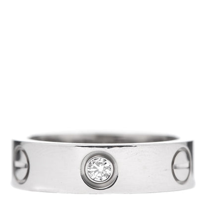 Cartier 18K White Gold 3 Diamond 5.5mm LOVE Ring 54 7 3 of 5