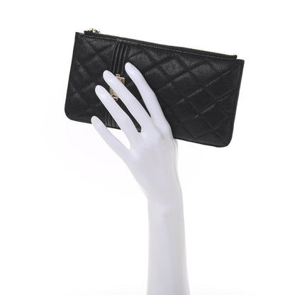 Chanel Caviar Quilted Boy Flat Wallet Pouch Black 2 of 11