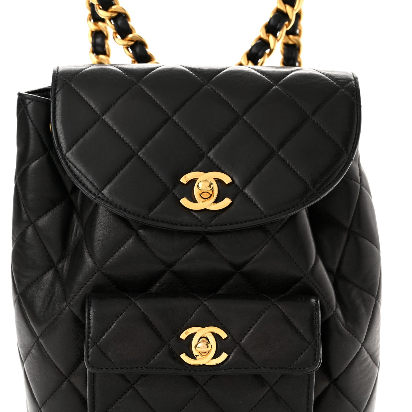 Lambskin Quilted Backpack Black