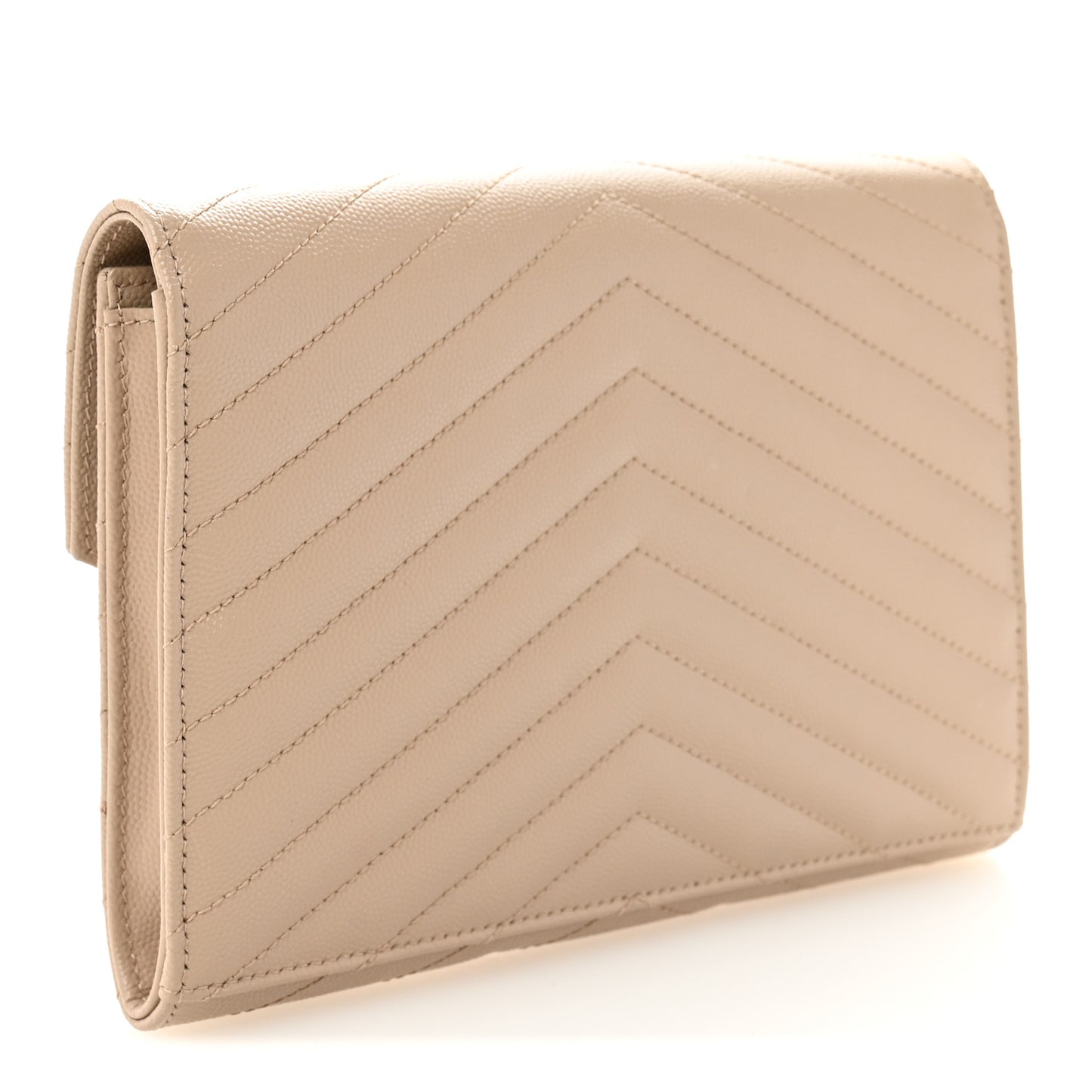 Grain De Poudre Matelasse Chevron Monogram Envelope Clutch Dark Beige