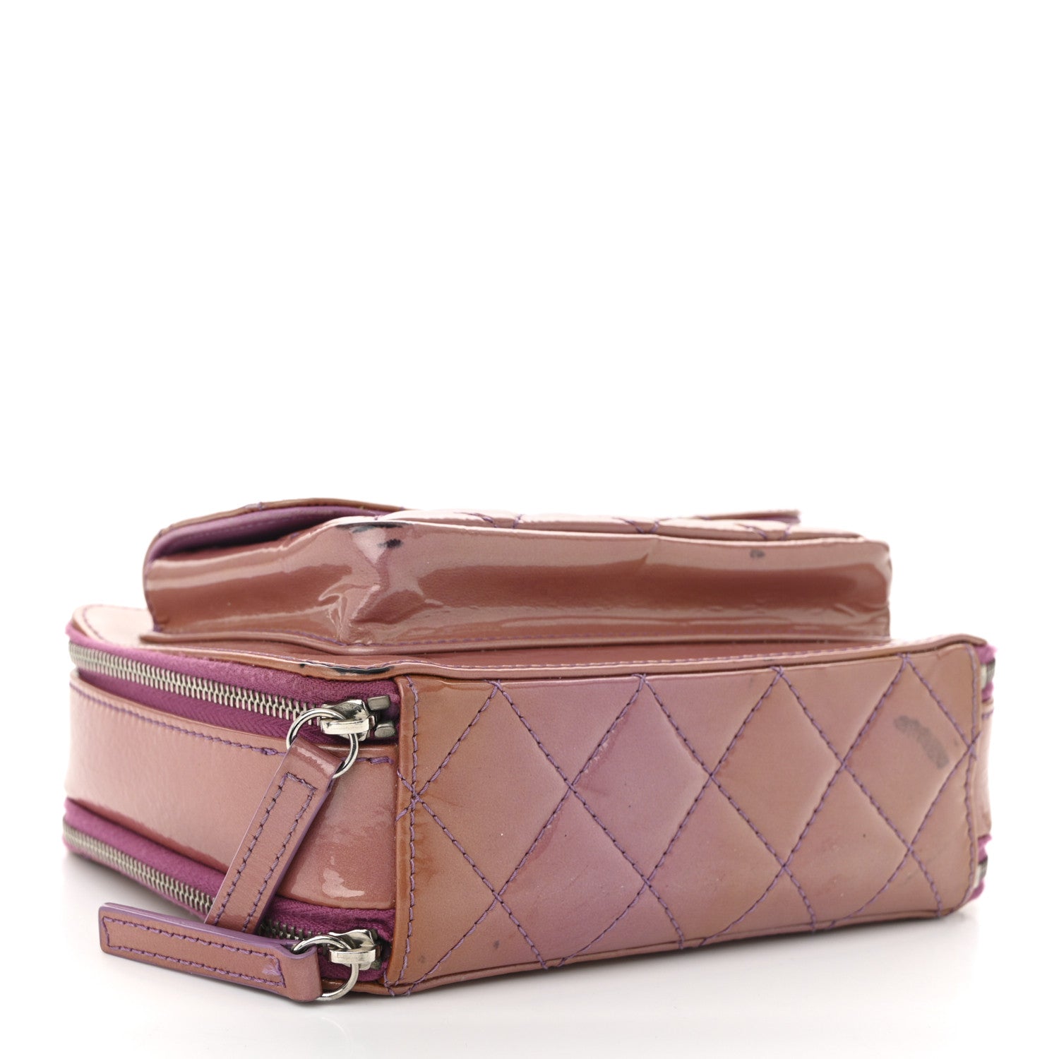 Chanel Patent Quilted Small Pocket Box Camera Case Purple 4 of 16