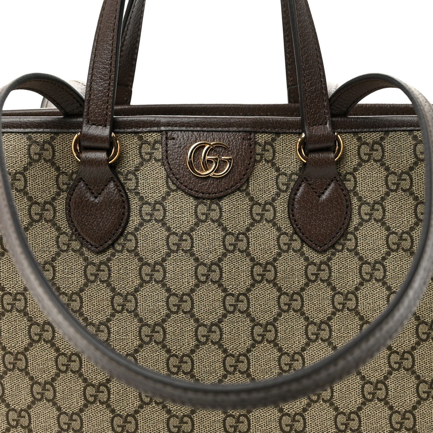 GG Supreme Monogram Textured Calfskin Small Ophidia Shoulder Tote Bag Beige Ebony New Acero