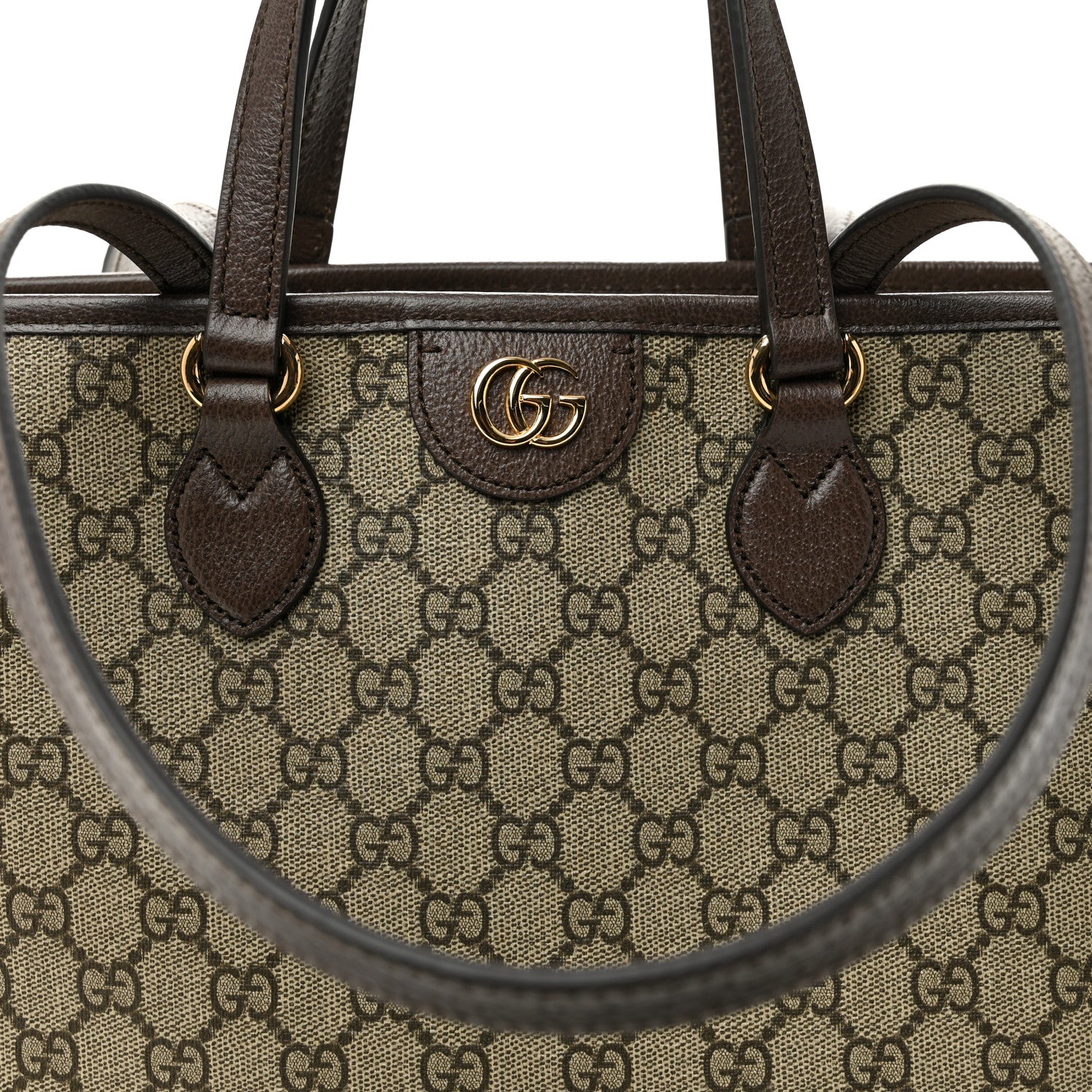 Gucci GG Supreme Monogram Textured Calfskin Small Ophidia Shoulder Tote Bag Beige Ebony New Acero 8 of 10