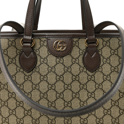 Gucci GG Supreme Monogram Textured Calfskin Small Ophidia Shoulder Tote Bag Beige Ebony New Acero 8 of 10
