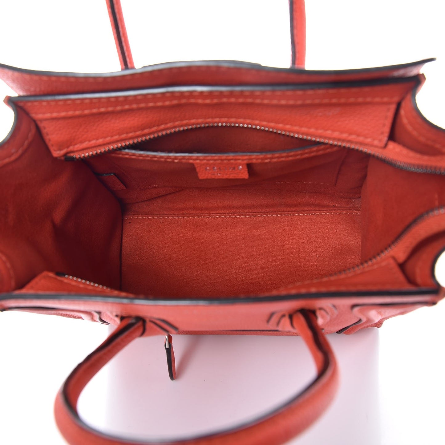 Drummed Calfskin Nano Luggage Vermillion