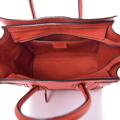 Celine Drummed Calfskin Nano Luggage Vermillion 5 of 16