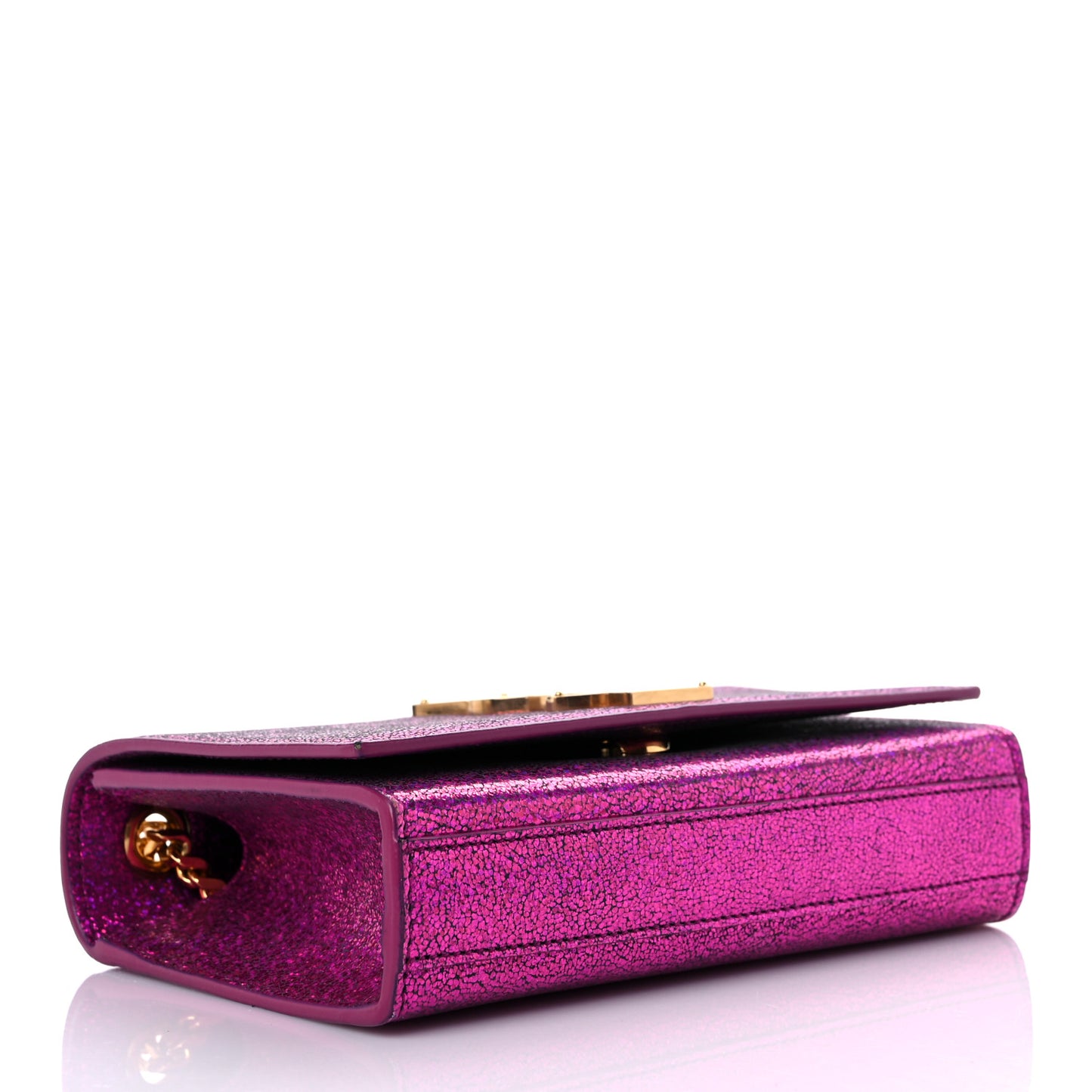 Metallic Calfskin Small Classic Monogram Kate Satchel Fuchsia