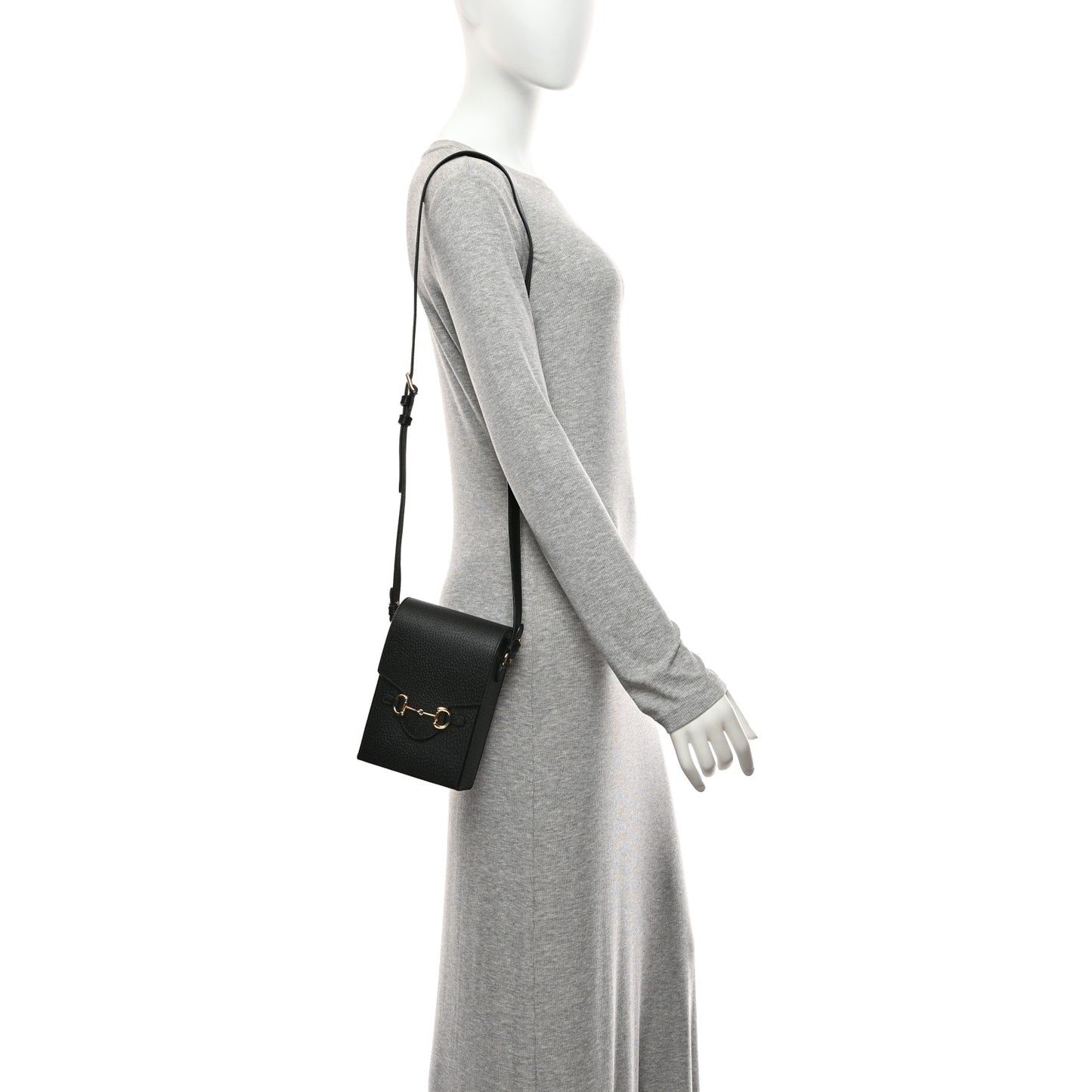 Dollar Calfskin Vertical Horsebit 1955 Crossbody Bag Black