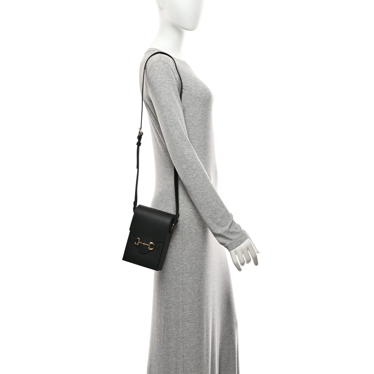 Gucci Dollar Calfskin Vertical Horsebit 1955 Crossbody Bag Black 2 of 10