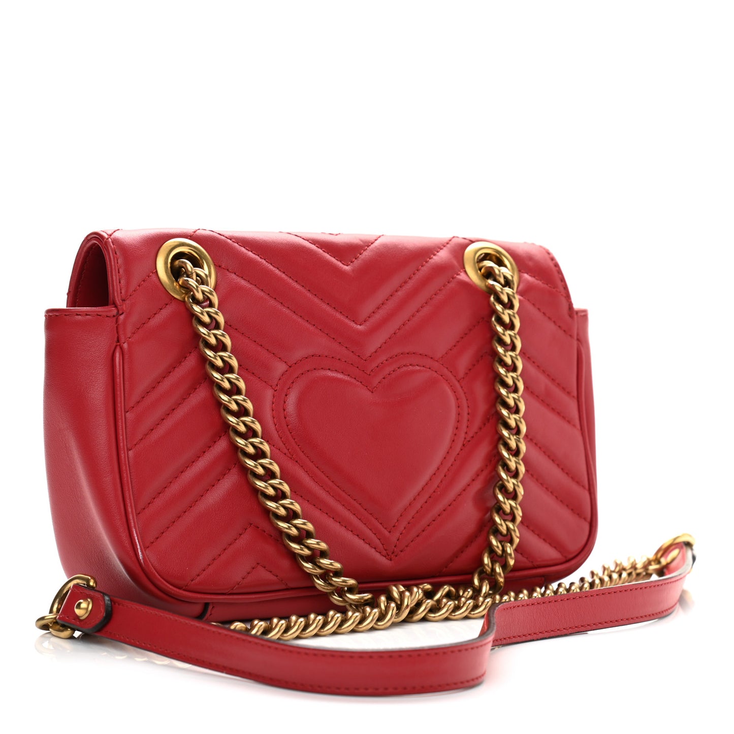 Calfskin Matelasse Mini GG Marmont Shoulder Bag Hibiscus Red