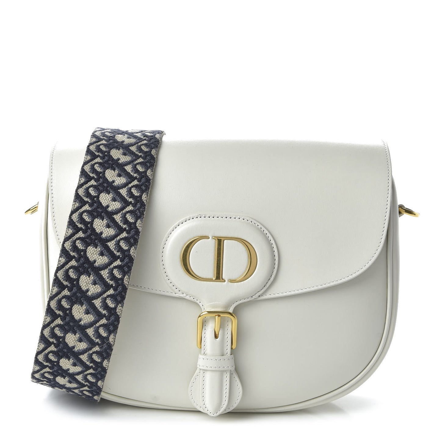 Box Calfskin Large Bobby Flap White