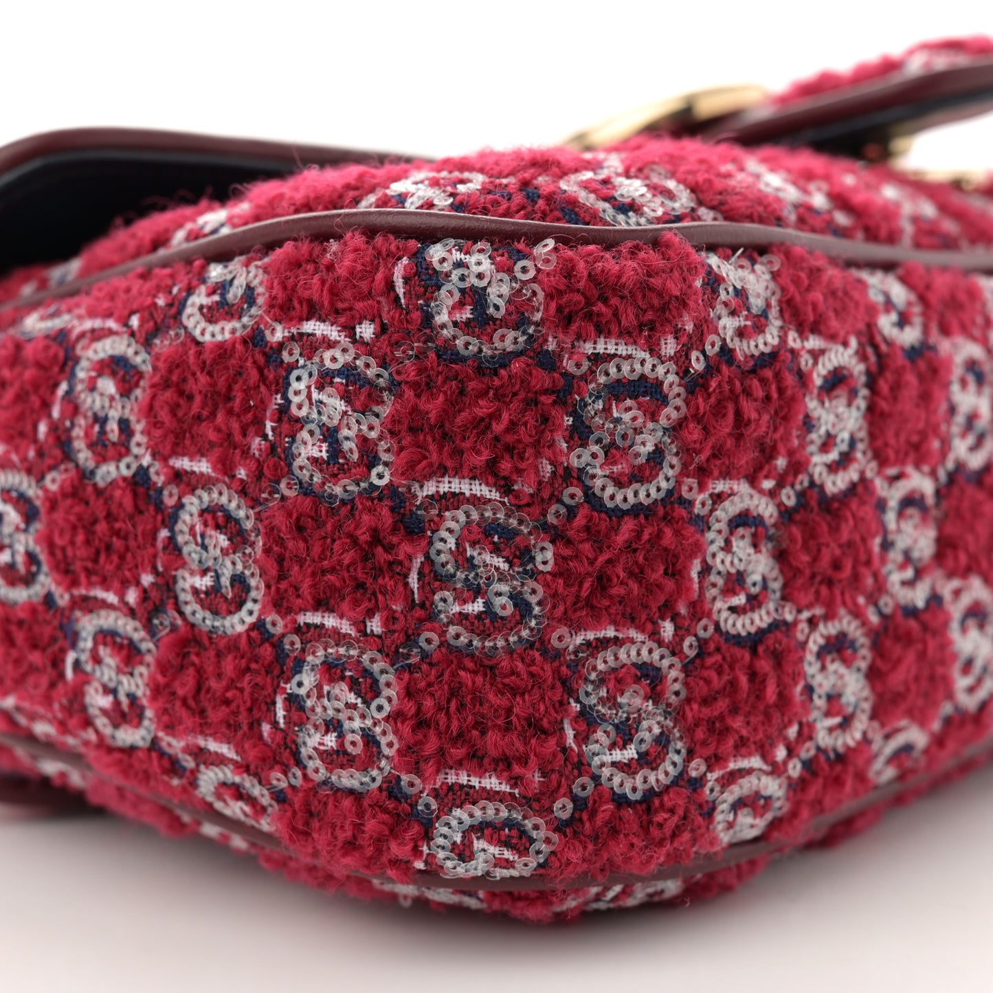 Wool Boucle Tweed Medium GG Marmont Shoulder Bag Blue Rosso Ancora