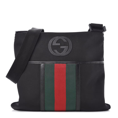 Gucci Nylon Web Interlocking G Messenger Bag Black 1 of 14
