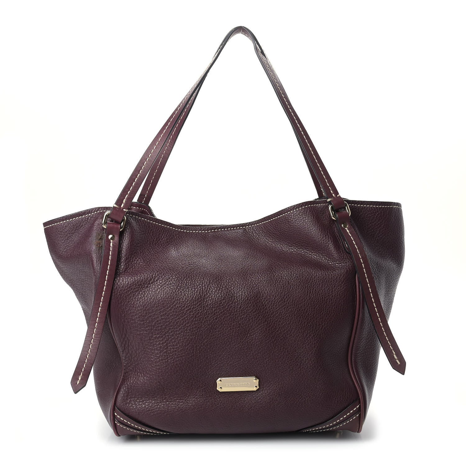 Burberry Calfskin Saddle Stitch Small Canterbury Tote Burgundy 1 of 9