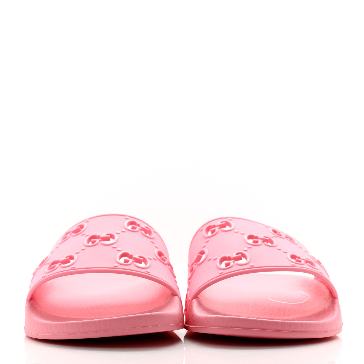 Gucci Rubber GG Monogram Perforated Womens Slide Sandals 39 Rose Box 2 of 9