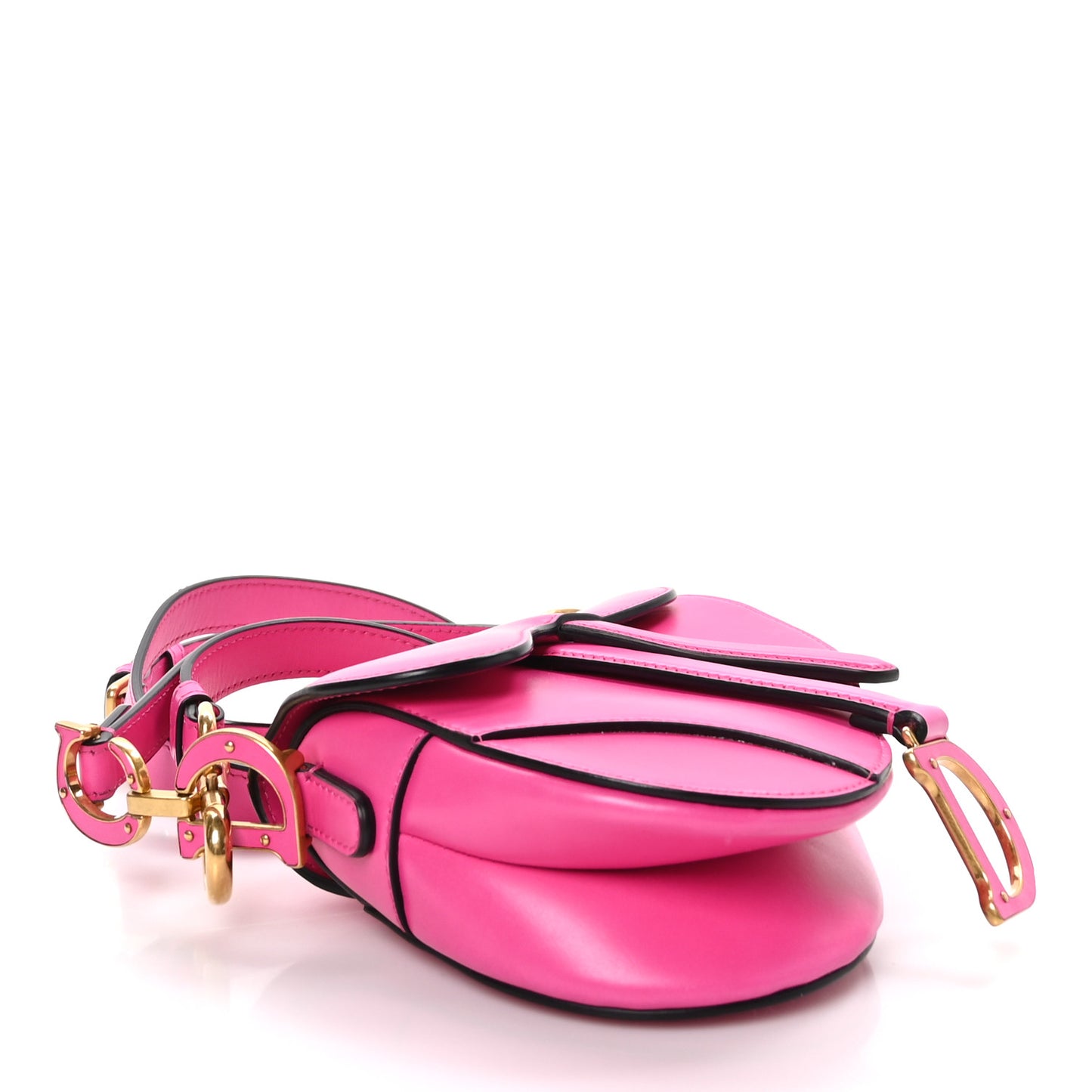 Supple Calfskin Mini Saddle Bag With Strap Passion Pink