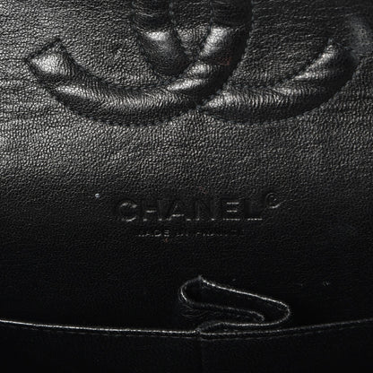 Chanel Canvas Printed Medium Double Flap Black White 7 of 17