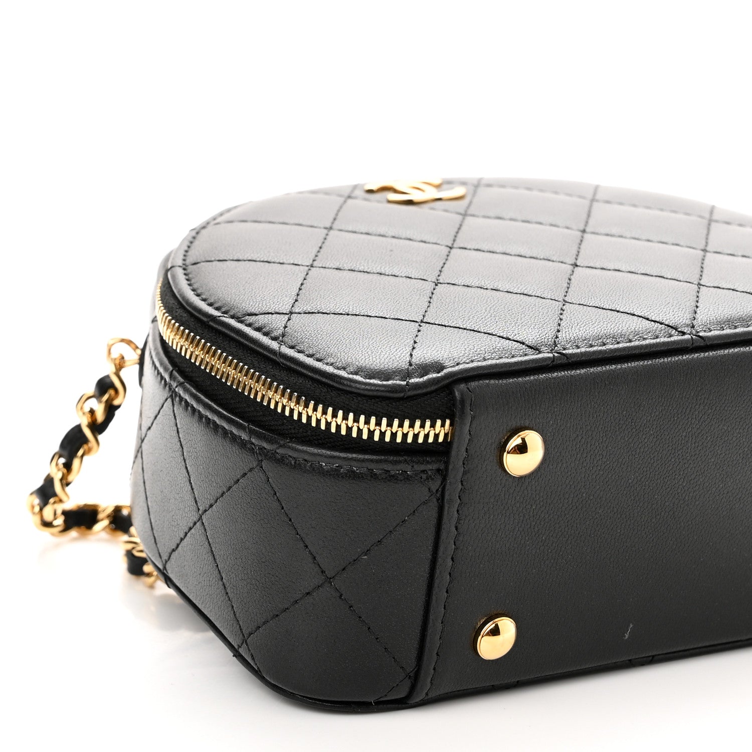 Chanel Lambskin Quilted Chic Riviera Top Handle Vanity Case Black 5 of 11