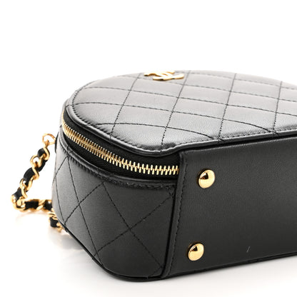 Chanel Lambskin Quilted Chic Riviera Top Handle Vanity Case Black 5 of 11