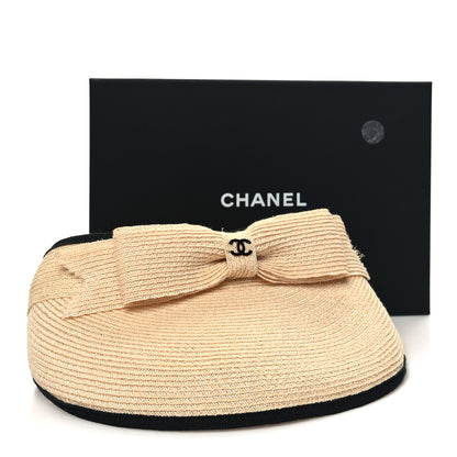 Chanel Straw Grosgrain Visor M Beige Black 9 of 9