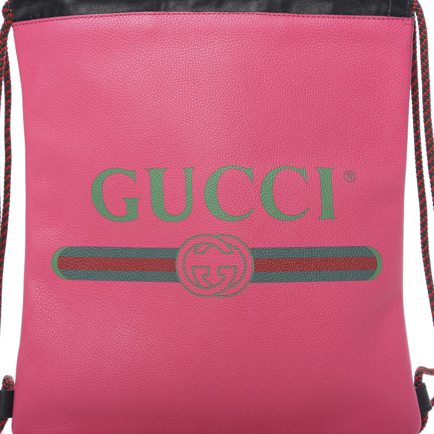 Grained Calfskin Logo Drawstring Backpack Box Pink Green Black