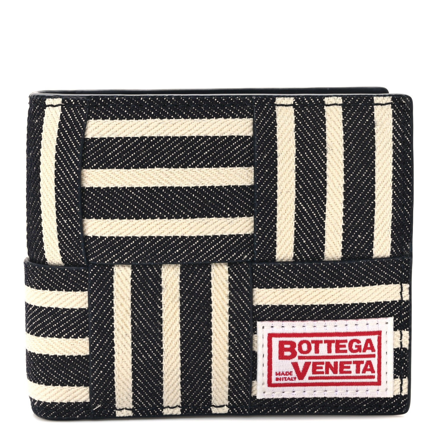 Bottega Veneta Hickory Denim Maxi Intrecciato Bi-Fold Wallet Navy White 1 of 6