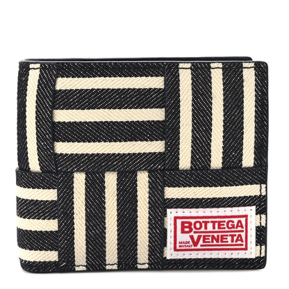 Bottega Veneta Hickory Denim Maxi Intrecciato Bi-Fold Wallet Navy White 1 of 6