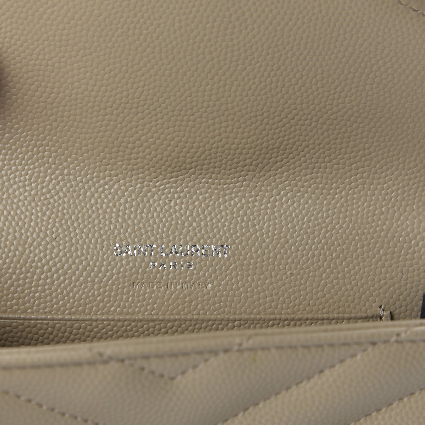 Grain De Poudre Matelasse Chevron Small Monogram Envelope Wallet Dark Beige