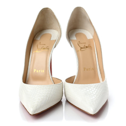 Christian Louboutin Snakeskin Embossed Iriza 100 Pumps 37.5 White 4 of 8