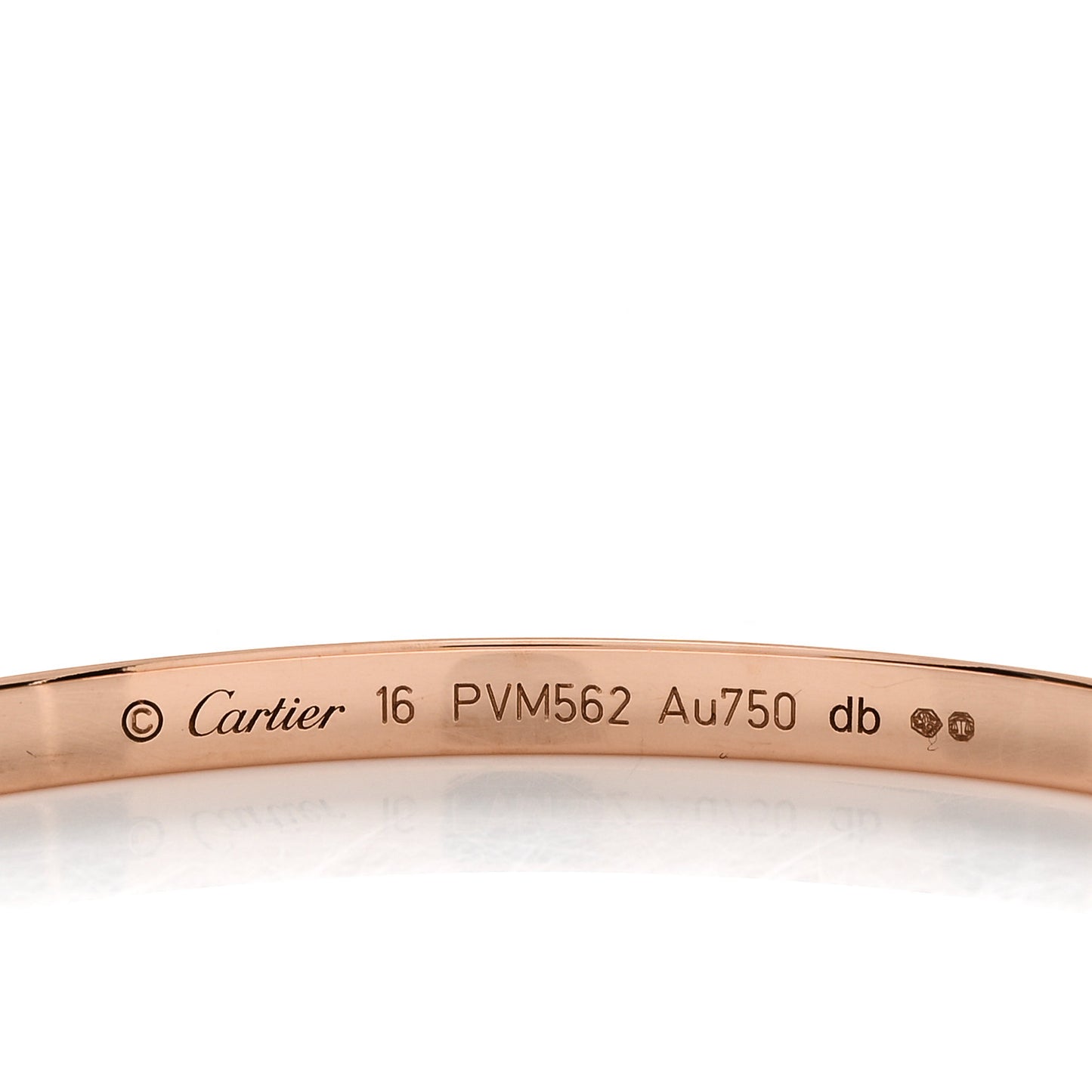 18K Pink Gold 6 Diamond Small LOVE Bracelet 16
