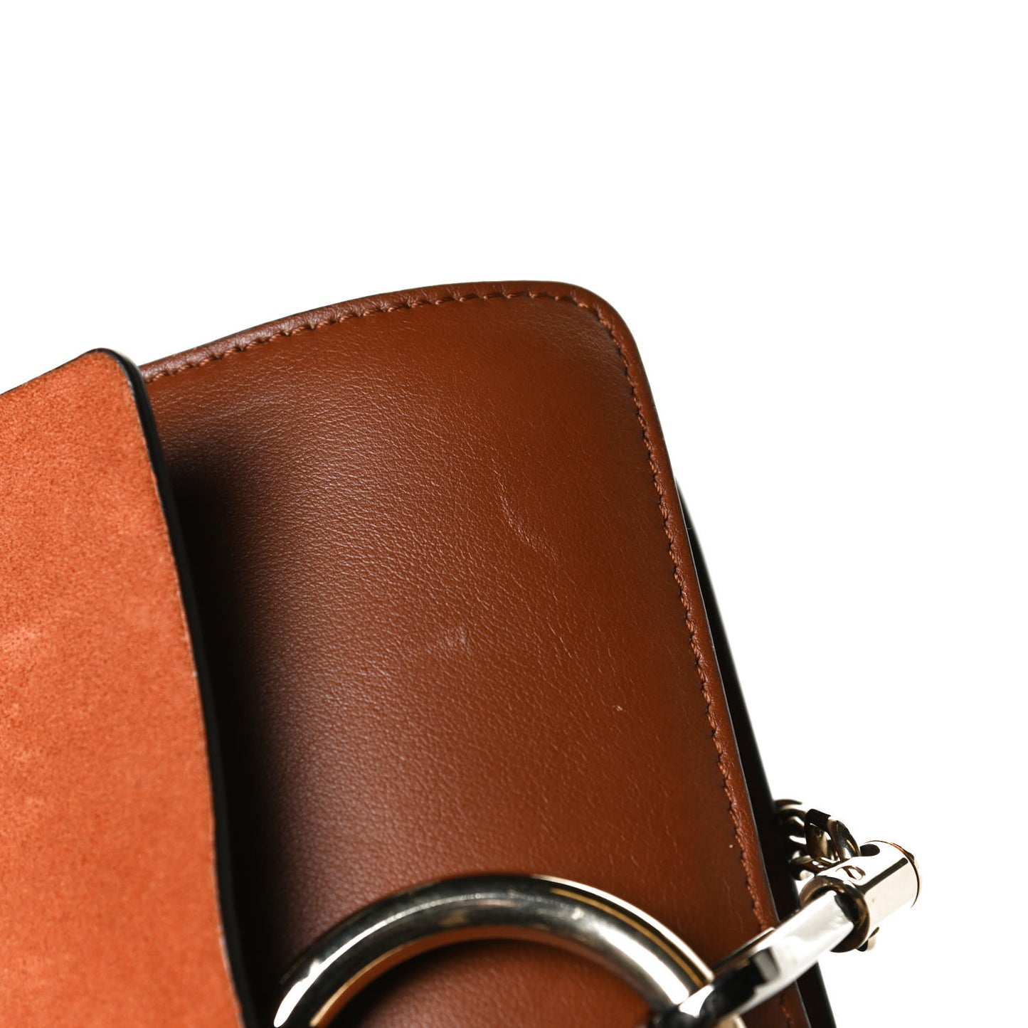 Suede Calfskin Small Faye Shoulder Bag Tobacco