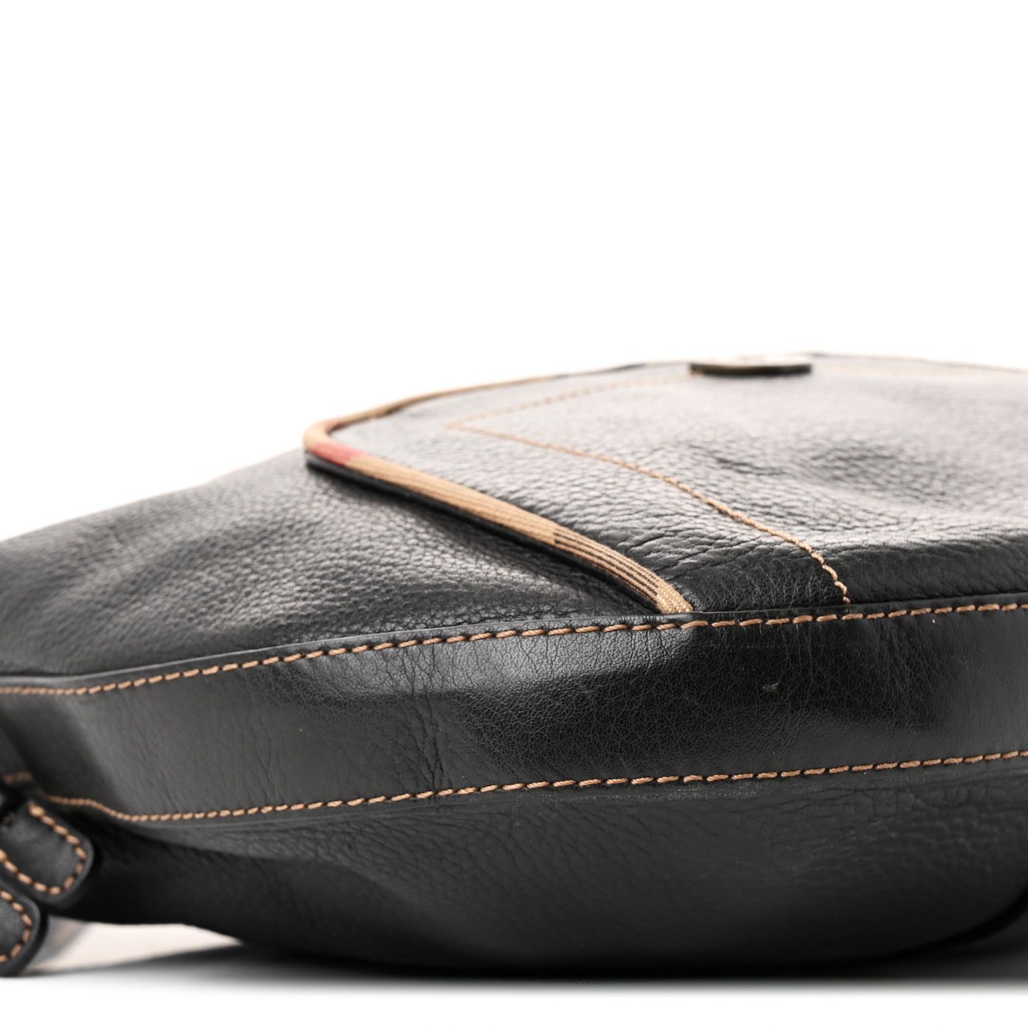 Burberry Calfskin Nova Check Trim Hobo Black 10 of 12