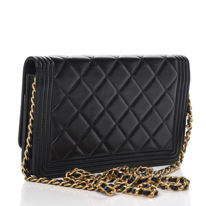 Chanel Lambskin Quilted Boy Wallet On Chain WOC Black 3 of 11