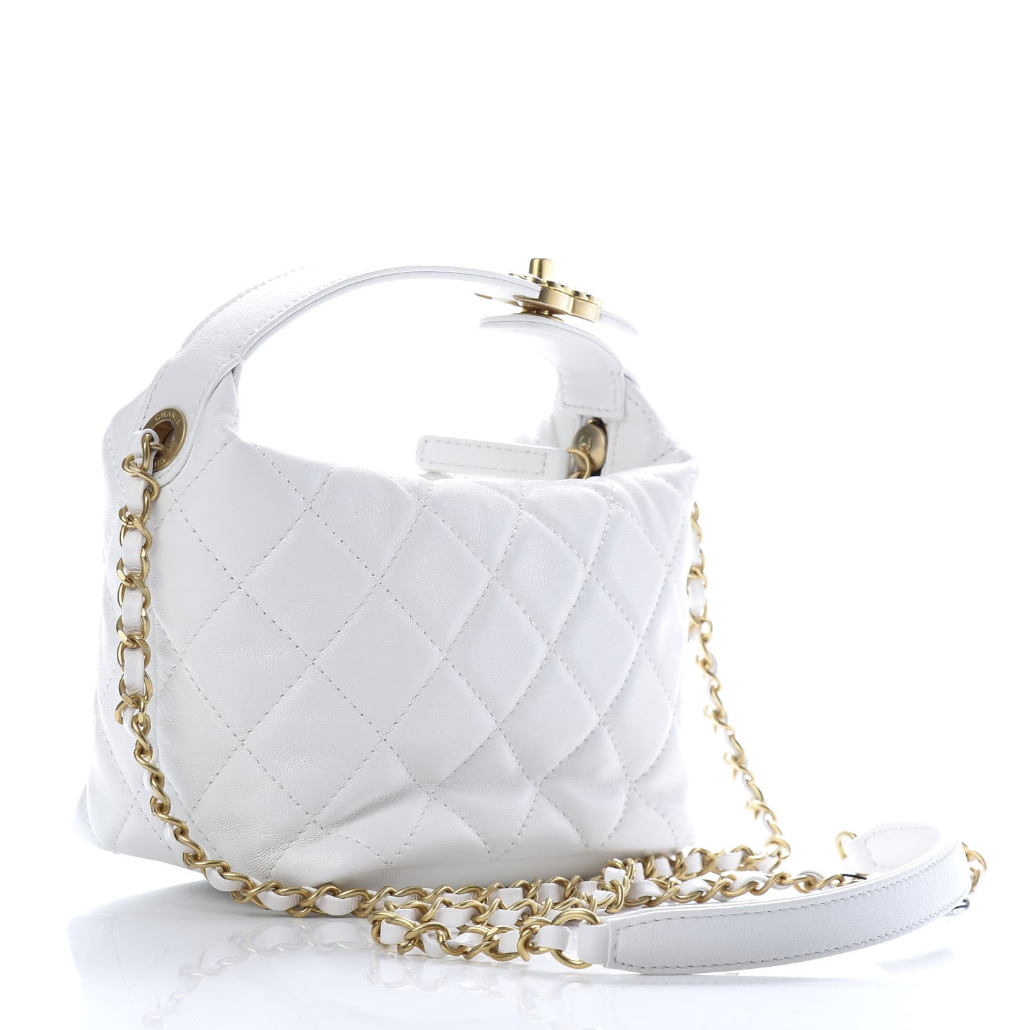 Chanel Lambskin Quilted Small Hobo White 3 of 11