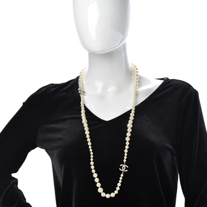 Chanel Graduated Pearl CC Long Necklace Light Gold 2 of 5