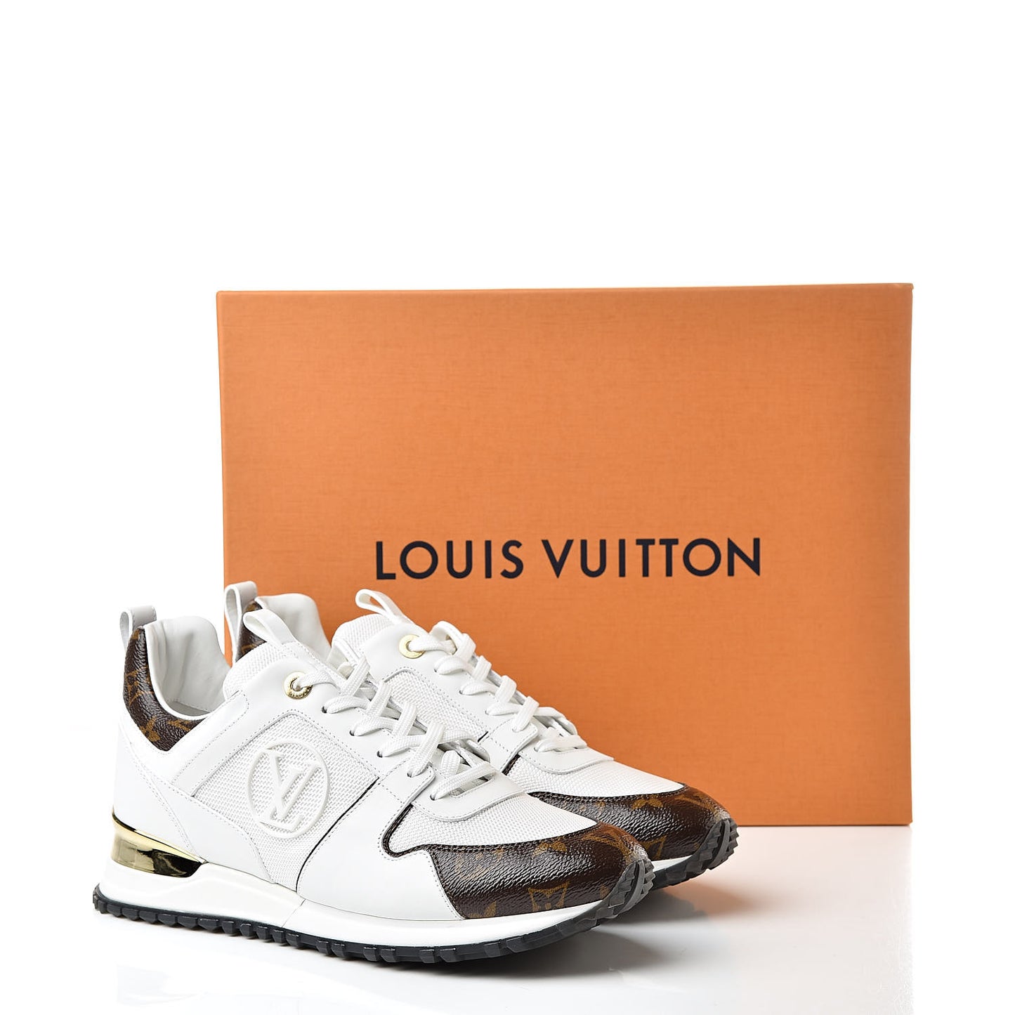 Calfskin Monogram Run Away Sneakers 40 White