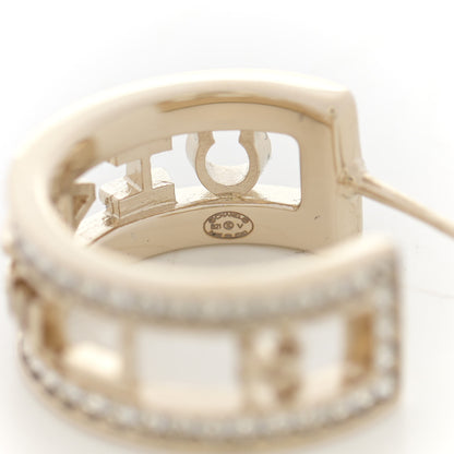 Chanel Metal Crystal Bow-tiful CC Hoop Earrings Gold 4 of 5