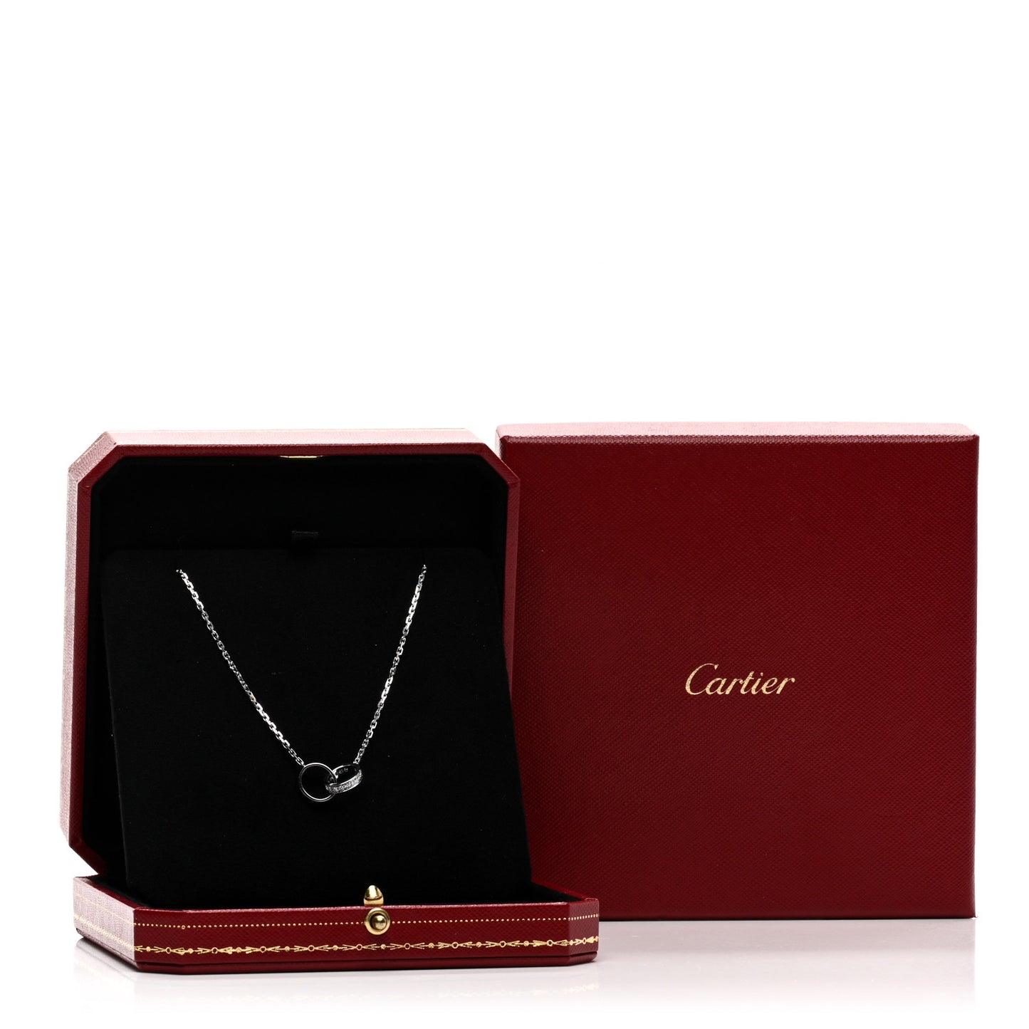 18K White Gold Diamond Interlocking LOVE Necklace