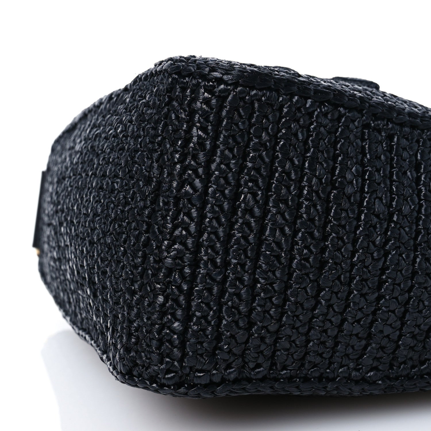 Prada Yarn Raffia Effect Crochet Triangle Shoulder Bag Black 11 of 12