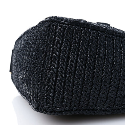 Prada Yarn Raffia Effect Crochet Triangle Shoulder Bag Black 11 of 12
