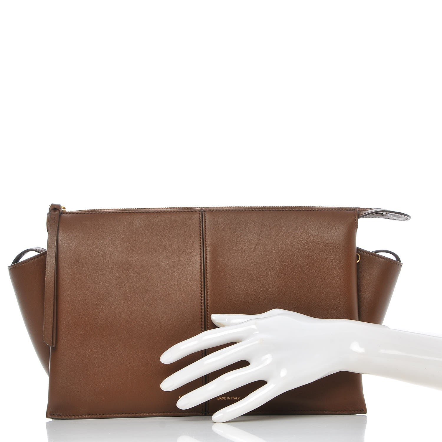 Celine Natural Calfskin Tri-Fold Clutch on Chain Havana 2 of 9