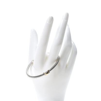 David Yurman Sterling Silver 18K Yellow Gold 4mm X Station Cable Bracelet 2 of 6