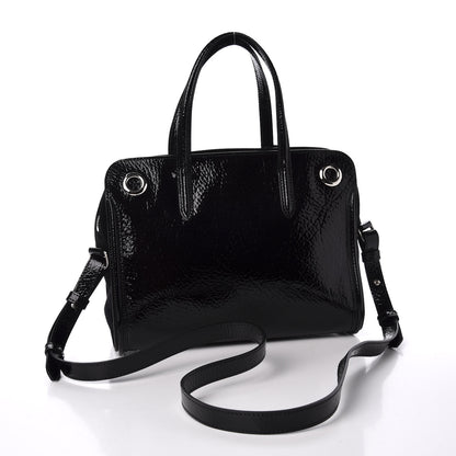 Alexander McQueen Patent Small Eyelet Padlock Skull Tote Black 2 of 11
