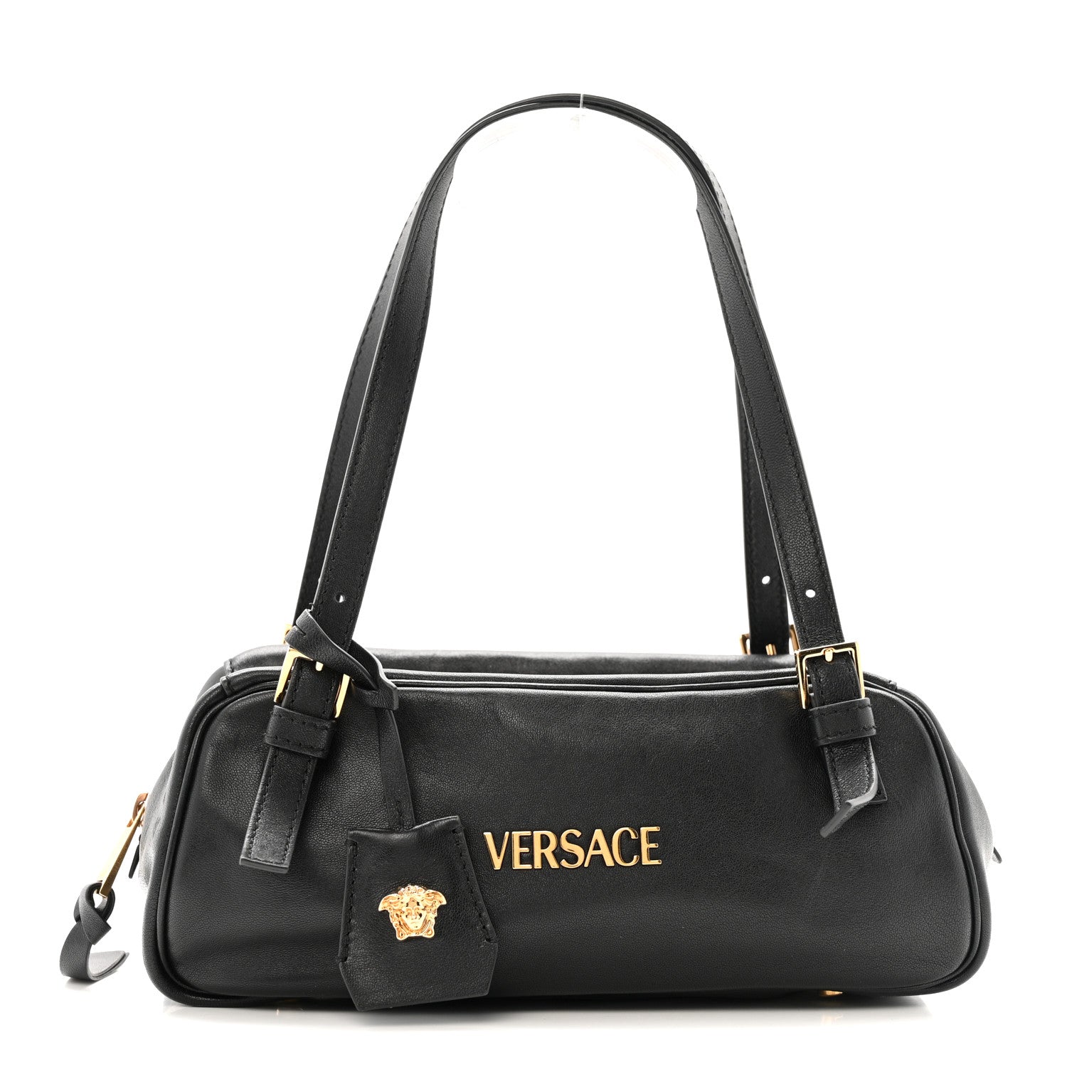 Versace Lambskin Tag Bowling Bag Black 1 of 15