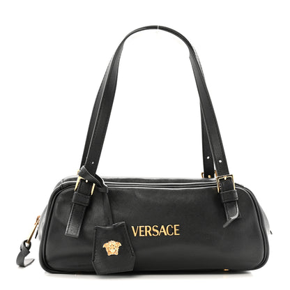 Versace Lambskin Tag Bowling Bag Black 1 of 15