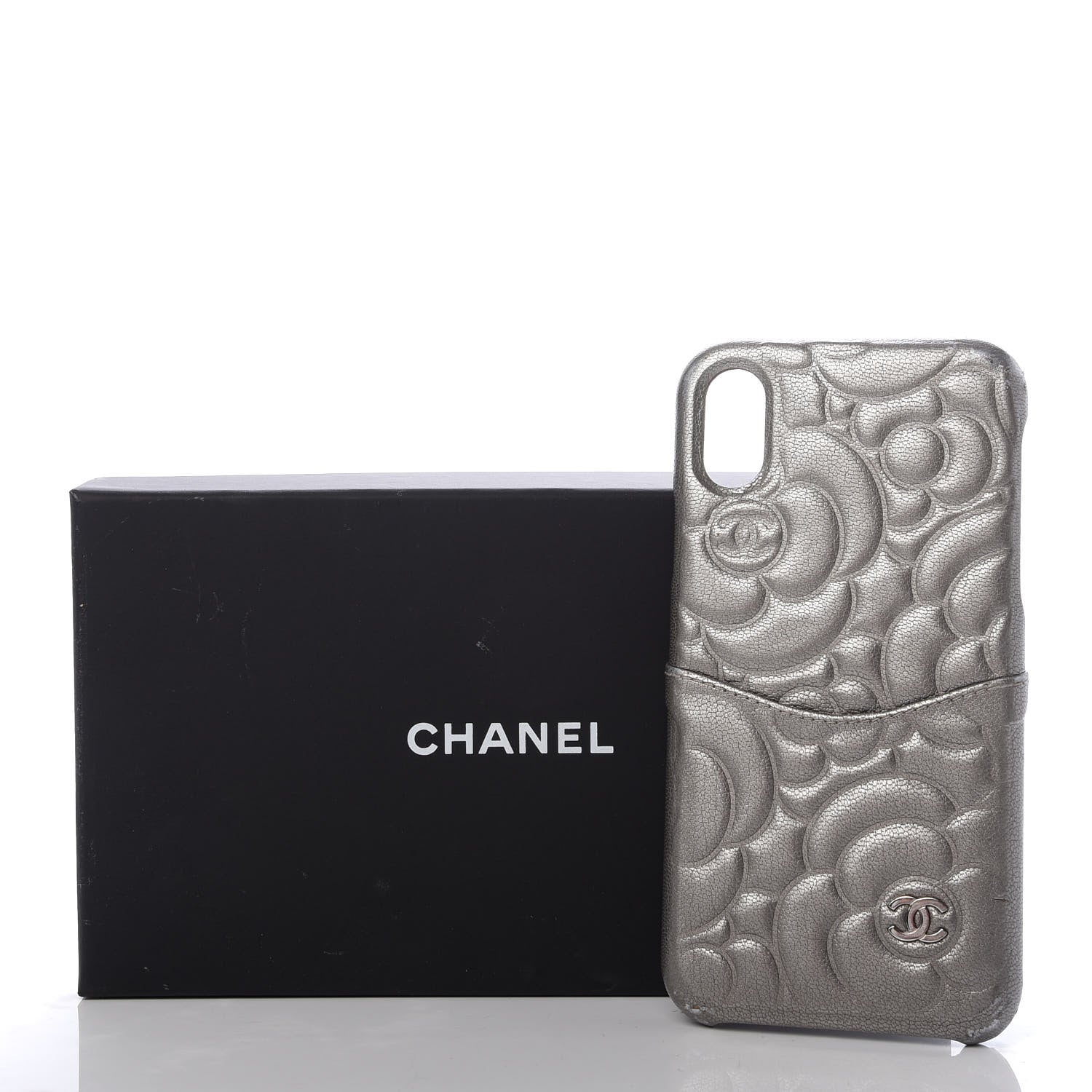 Chanel Goatskin Camellia Embossed iPhone X Case Grey 9 of 9