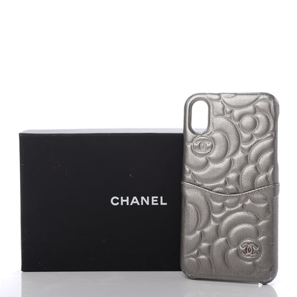 Chanel Goatskin Camellia Embossed iPhone X Case Grey 9 of 9