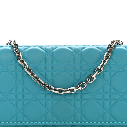 Christian Dior Ultra Matte Cannage Lady Dior Rendezvous Wallet On Chain Turquoise 8 of 10