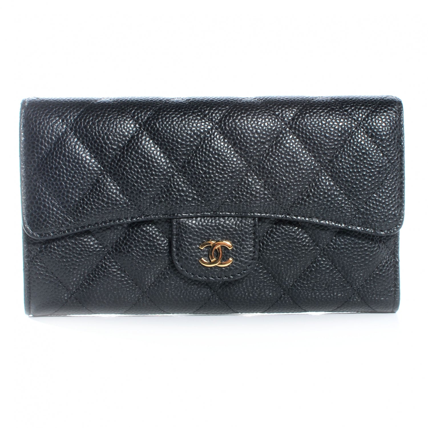 Chanel Caviar Quilted Long Flap Wallet Black 1 of 9
