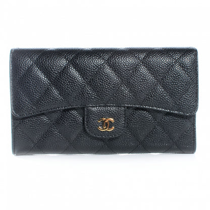 Chanel Caviar Quilted Long Flap Wallet Black 1 of 9